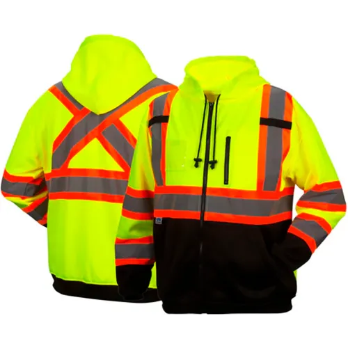 Pyramex® RCSZH33 Canadian Premium Long Sleeve Zipper Sweatshirt, Class 3, M, Hi-Vis Lime