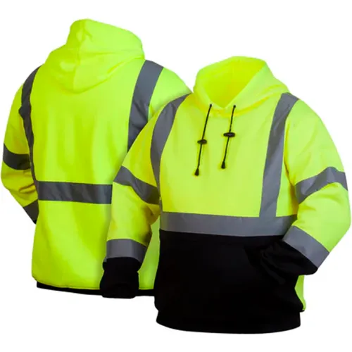 Pyramex® RSSH32 Long Sleeve Pullover Sweatshirt with Black Bottom, Class 3, 4XL, Hi-Vis Lime