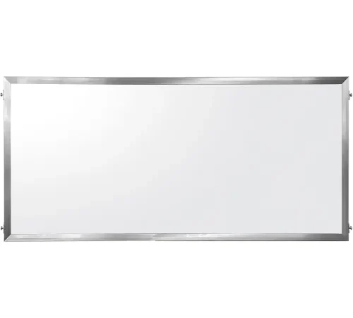 Queue Solutions" Satin Aluminum Frame Post Panel, Frosted Acrylic Insert, 72"W x 34"H