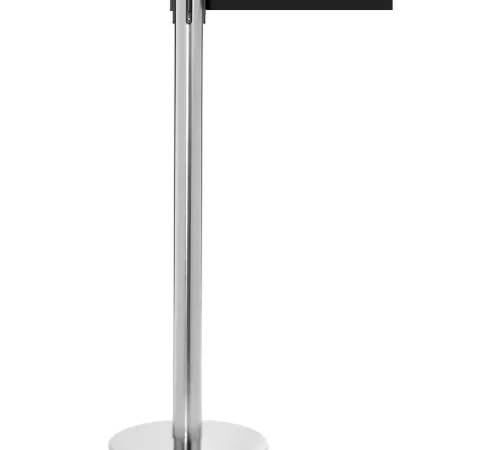 Queue Solutions" QueuePro 250, Premium Satin Stainless, 2-1/2" Black Post, 11' Black Belt, 2/Pk