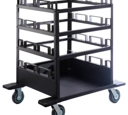 Horizontal Stanchion Storage Cart, 12 Post Capacity
