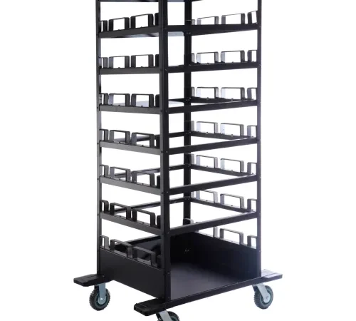 Horizontal Stanchion Storage Cart, 21 Post Capacity