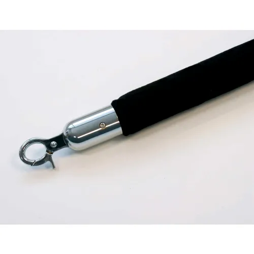 Queueway Velour Rope Black 8' With Polished Chrome Rope Ends Economy Line