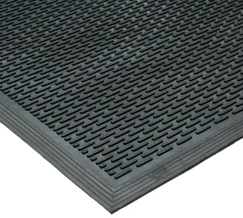 Rubber-Cal "DuraScraper Linear" Commercial Rubber Entrance Door Mat - 3/8 in x 36 in x 60 in - Black