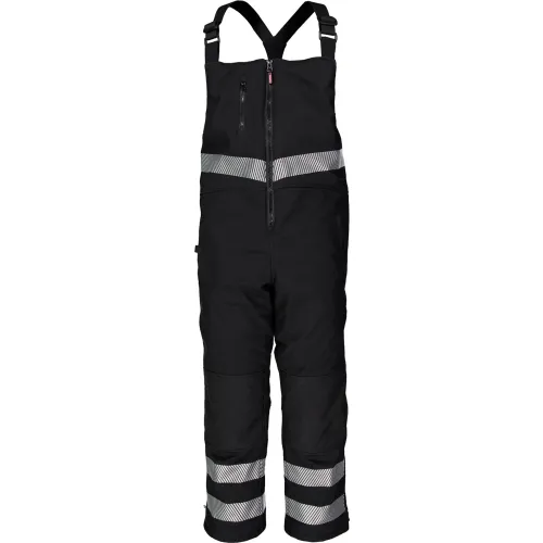 RefrigiWear® Men's Enhanced Visibility Softshell Insulated Bib Overalls, 5XL, Black