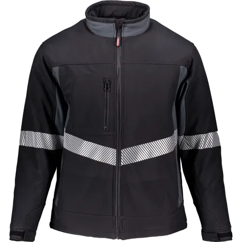 RefrigiWear® Men's Enhanced Visibility Softshell Insulated Jacket, 4XL, Black/Charcoal