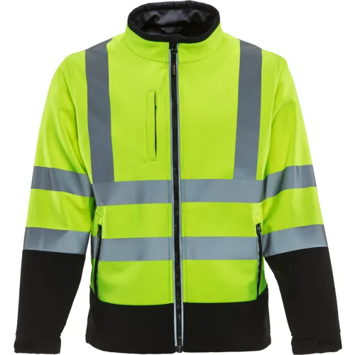 RefrigiWear® Men's HiVis Softshell Insulated Jacket, Small, Black/Lime