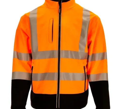 RefrigiWear® Men's HiVis Softshell Insulated Jacket, 3XL, Black/Orange