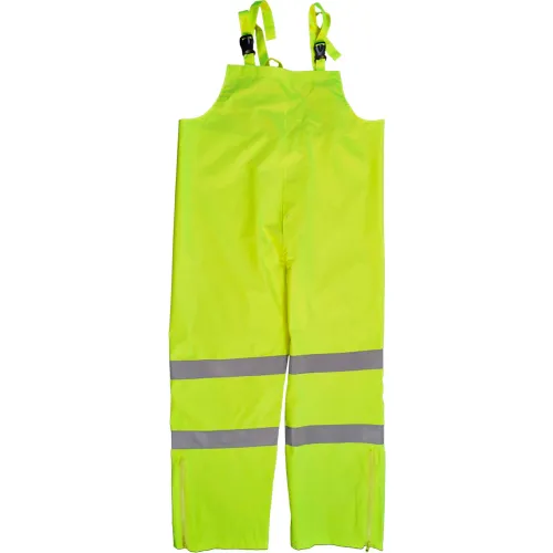 Petra Roc Waterproof Bib Pants, ANSI Class E, 300D Oxford/PU Coating, Lime, L