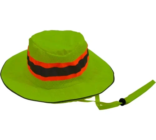 Petra Roc Hi-Visibility Full Brimmed Ranger Hat, Polyester Mesh/Oxford, Lime, L/XL