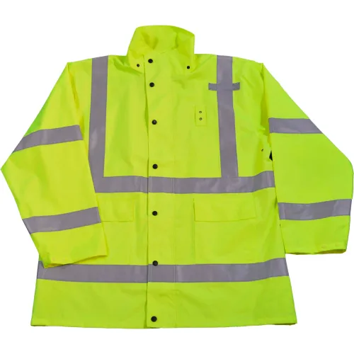 Petra Roc HiVis Rain Parka Jacket, ANSI Class 3, 300D Oxford/PU Coating, Lime, 4XL