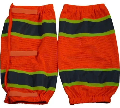 Petra Roc Leg Gaiter, ANSI Class E, Polyester Mesh, Orange/Lime, One Size, 1 Pair
