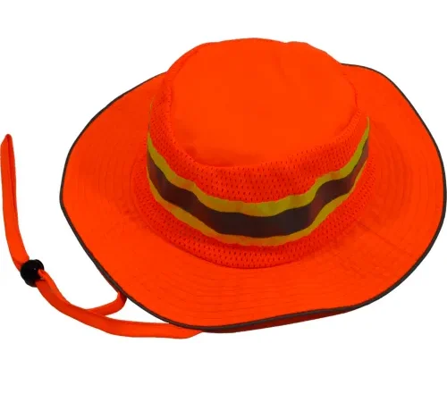 Petra Roc Hi-Visibility Full Brimmed Ranger Hat, Polyester Mesh/Oxford, Orange, S/M