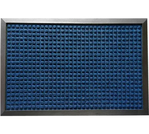 Rubber-Cal "Nottingham" Rubber Backed Carpet Mat - 3 x 5 feet - Blue Polypropylene Mat