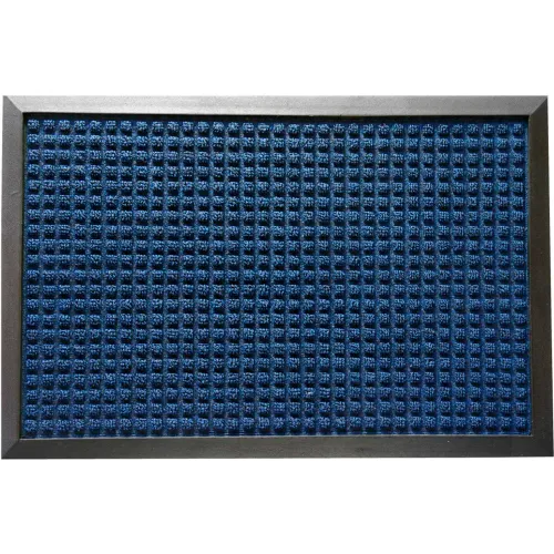 Rubber-Cal "Nottingham" Rubber Backed Carpet Mat - 4 x 6 feet - Blue Polypropylene Mat