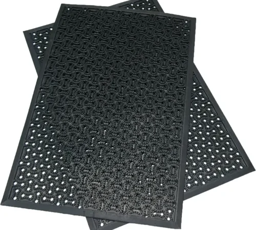 Rubber-Cal "Dura-Scraper Drainage" Commercial Door Mat - 3/8" x 24" x 36" - Black Rubber Doormats
