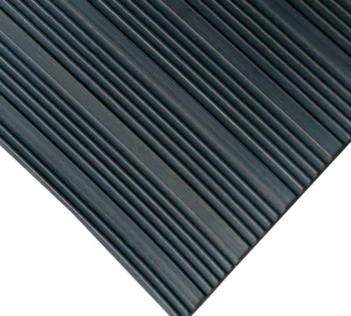 Rubber-Cal "Composite-Rib" Corrugated Rubber Floor Mats - 1/8 in x 4 ft x 15 ft Black Rubber Roll