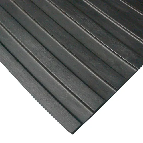 Rubber-Cal "Wide-Rib" Corrugated Rubber Floor Mat - 1/8 in x 4 ft x 6 ft - Black Rubber Roll