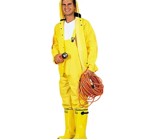 ComfitWear® 3-Piece Heavy Duty Rainsuit, Yellow, Polyester, 4XL - Pkg Qty 10