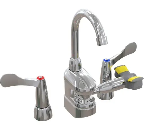 Bradley Deck-Mount Swing-Activated Faucet/Eyewash Unit, Wrist Blade Faucet, Right Hand