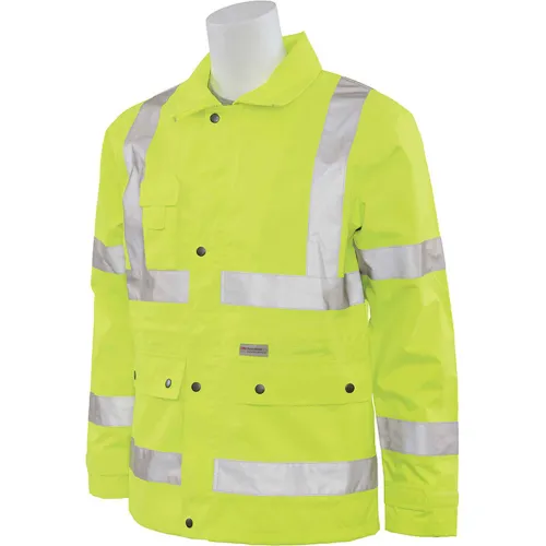 ERB® S371 ANSI Class 3 Raincoat, 5XL, Hi-Viz Lime