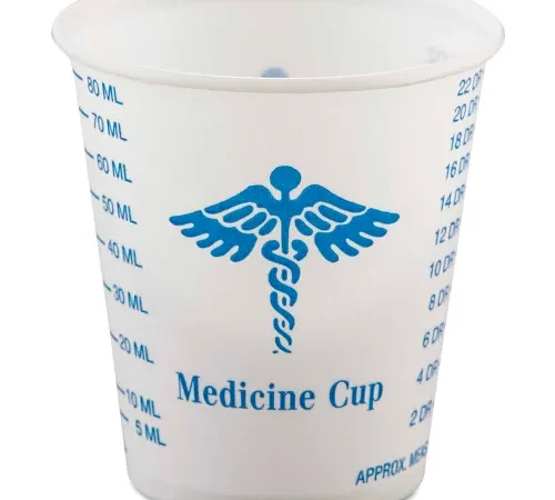 Dart® Paper Medical & Dental Graduated Cups, 3oz, White/Blue, 100/Bag, 50 Bags/Carton