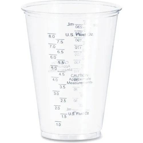 Dart® Plastic Medical & Dental Cups, Graduated, 10 oz, Clear, 50/Bag, 20 Bags/Carton