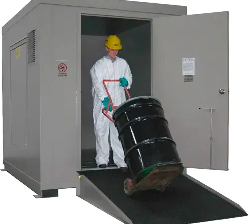 Securall® 12 Drum 2HR Fire-Rated Hazmat Locker with Explosion Relief Panels, 7'W x 9'D x 8'3"H