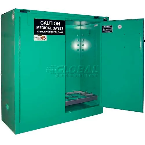 Securall® 24 D & E Cylinder Vertical Medical Fire Lined Gas Cabinet 43"Wx18"Dx46"H Self Close