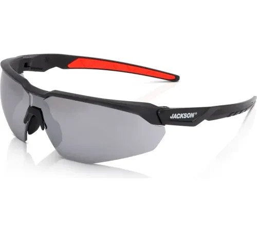 Jackson Safety® H Series HyperGuard Safety Glasses, Smoke Mirror Lens, Red/Black Frame
