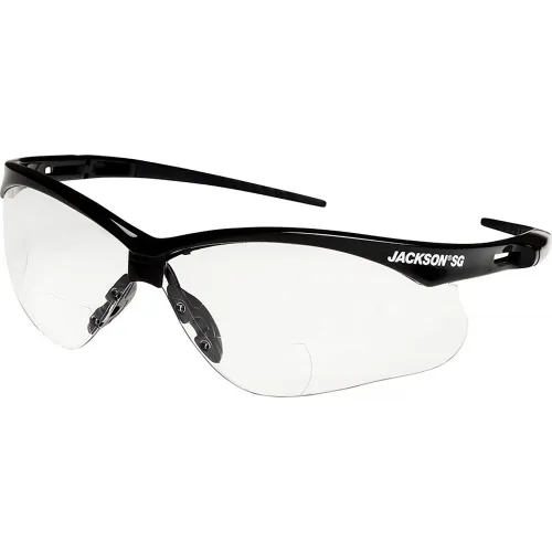 Jackson Safety® Safety Reading Glasses, Hardcoat, Clear Lens, Black Frame - Pkg Qty 12