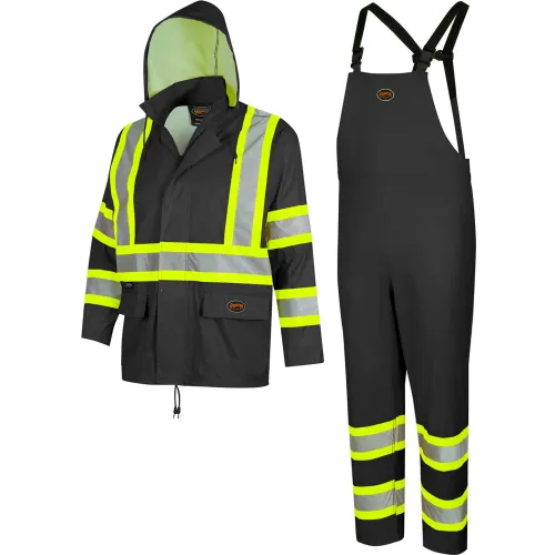 Pioneer® 5599BKU Waterproof Lightweight Safety Rain Suit, M, Black