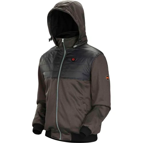 Pioneer® Men's Heated Fleece Hoodie Jacket with Detachable Hood, 2XL, Charcoal Mix