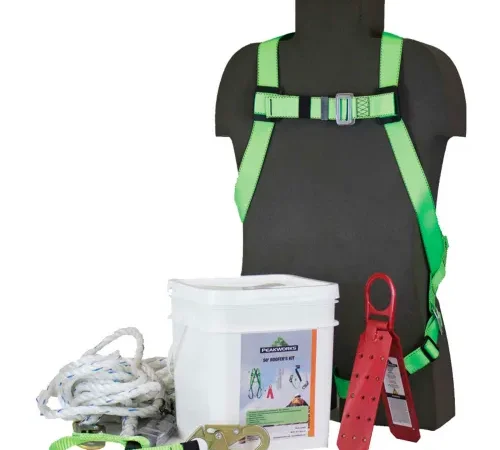 PeakWorks RK6-25 Roofer's Fall Protection Kit - Harness, 3' Shock Absorbing Lanyard, 25' Lifeline