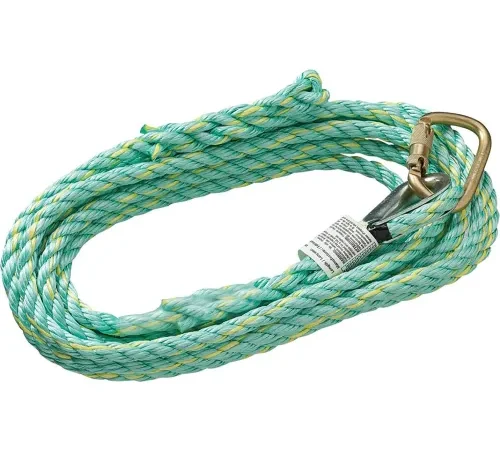 PeakWorks® Premium Vertical Lifeline, Carabiner & Back Splice, 5/8" Rope, 50'L