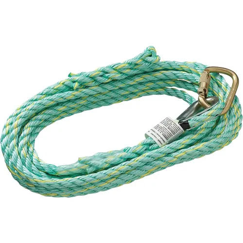 PeakWorks® Premium Vertical Lifeline, Carabiner & Back Splice, 5/8" Rope, 100'L