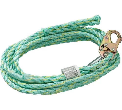 PeakWorks® Premium Vertical Lifeline, Snap Hook & Back Splice, 5/8" Rope, 50'L