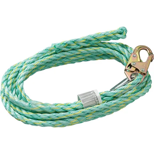 PeakWorks® Premium Vertical Lifeline, Snap Hook & Back Splice, 5/8" Rope, 50'L