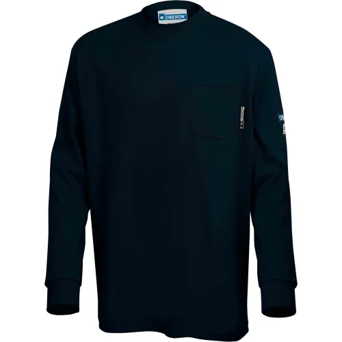 Oberon™ Men's Lightweight Long Sleeve Flame Resistant Safety Shirt, M, Navy Blue