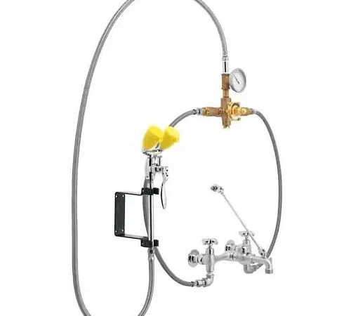 Speakman Eyesaver Service Sink Faucet with Thermostatic Mixing Valve, SEF-9000-TW, Chrome & Yellow