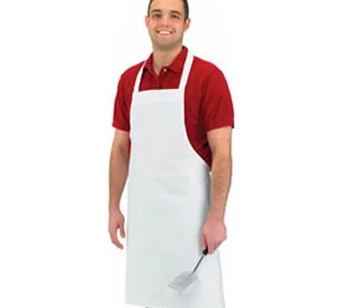 Economy Bib Apron, 34" X 36", No Pocket, White - Pkg Qty 12