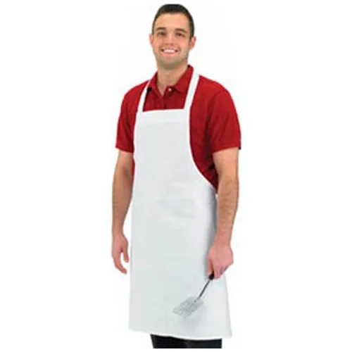 Economy Bib Apron, 34" X 36", No Pocket, White - Pkg Qty 12