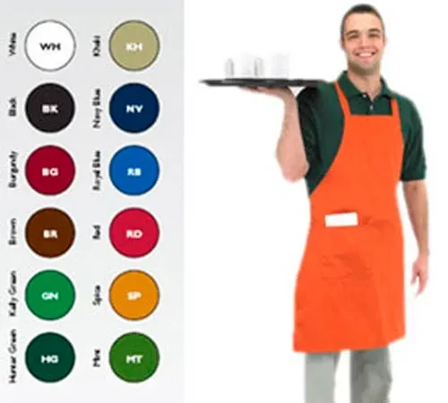 Full Length Bib Apron, 30X34, Royal Blue