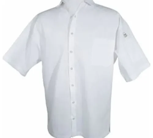 Cook Shirt, Large, Breast Pocket, Short Sleeve, White