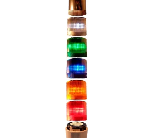 Springer Controls / Texelco LA-TCL05AF95632 70mm Light Stack, 120V LED, GRAY Term, W-G-B-A-R, 100DB