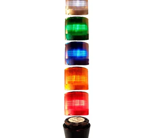 Springer Controls / Texelco LA-TCL95SF95632 70mm Light Stack, 120V LED, BLK Term, W-G-B-A-R