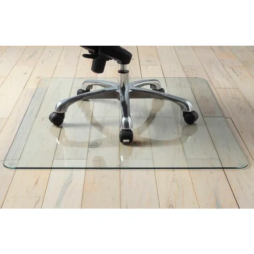 Lorell® Tempered Glass Chair Mat for Hard Floors and Carpets - 50"L x 44"W