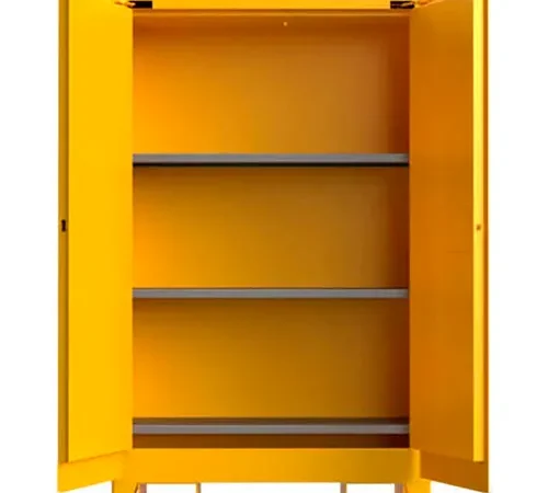 Strong Hold® Flammable Safety Cabinet, Manual Close, 45 Gallon Cap., 43"W x 18"D x 70"H, Yellow
