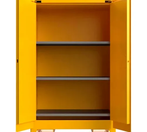 Strong Hold® Flammable Safety Cabinet, Manual Close, 90 Gallon Cap., 43"W x 34"D x 70"H, Yellow