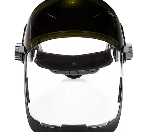 Jackson Safety Ratcheting Headgear Face Shield with Shade 5 IR Flip Visor, AntiFog - QUAD500 Series